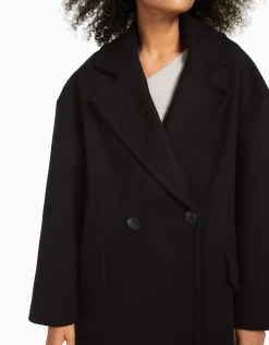 BERSHKA Abrigo largo hombro caído Negro Flash Sale