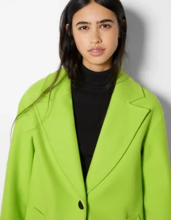 BERSHKA Abrigo paño hombro caído Arena Best