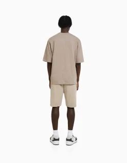 BERSHKA Bermuda básica felpa Blanco Flash Sale