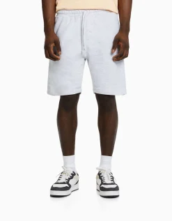 BERSHKA Bermuda básica felpa Blanco Store