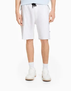BERSHKA Bermuda cargo felpa Blanco Online
