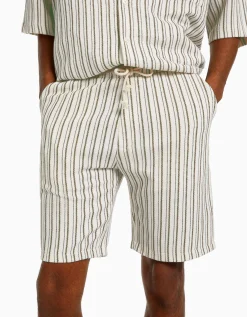 BERSHKA Bermuda jogger rústica rayas Blanco / Negro Discount