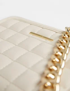BERSHKA Bolso acolchado cadena Crudo Sale