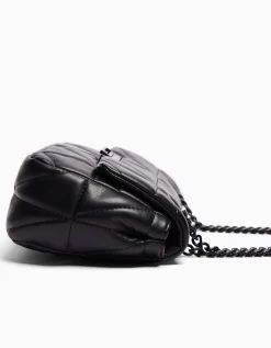 BERSHKA Bolso acolchado cadena Negro Discount