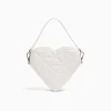 BERSHKA Bolso acolchado corazón asa ajustable Blanco Discount