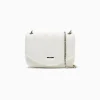 BERSHKA Bolso asa cadena acolchado vertical Blanco Outlet