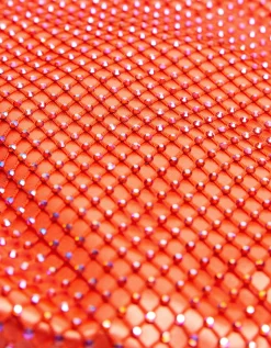 BERSHKA Bolso asa cadena mesh Naranja Cheap