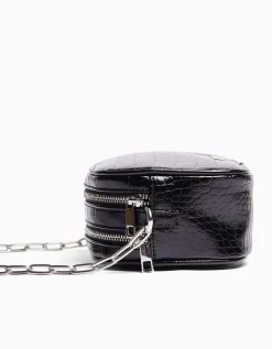 BERSHKA Bolso asa doble cremallera textura Blanco Outlet