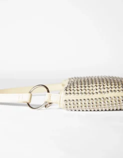 BERSHKA Bolso asa strass Crudo Cheap