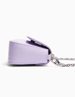 BERSHKA Bolso asas cadenas efecto charol Blanco Hot