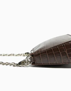 BERSHKA Bolso cadena efecto cocodrilo Blanco New