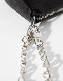 BERSHKA Bolso cadena efecto cocodrilo Blanco Discount