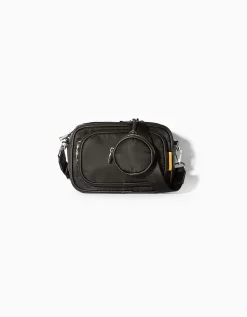 BERSHKA Bolso crossbody Negro Outlet