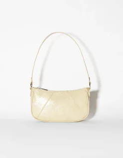 BERSHKA Bolso hombro efecto piel Beige Sale