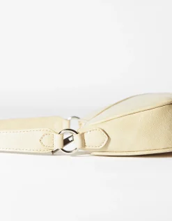 BERSHKA Bolso hombro efecto piel Beige Sale