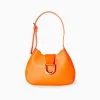 BERSHKA Bolso hombro hebilla efecto plata Naranja Best Sale