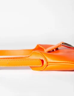 BERSHKA Bolso hombro hebilla efecto plata Naranja Best Sale