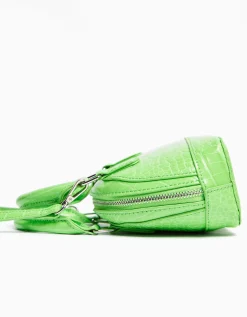 BERSHKA Bolso mini asa efecto cocodrilo Verde Hot
