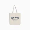 BERSHKA Bolso shopper canvas print Crudo Best