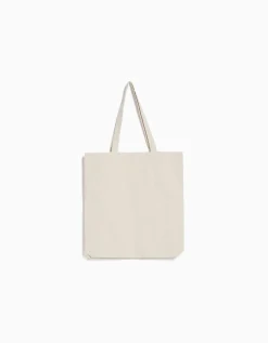 BERSHKA Bolso shopper canvas print Crudo Best