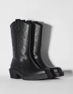 BERSHKA Botas cowboy hombre Negro Best Sale