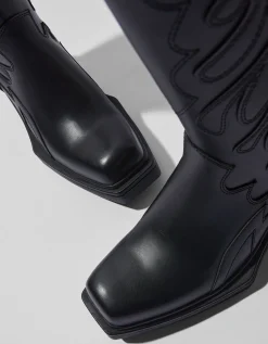 BERSHKA Botas cowboy hombre Negro Best Sale