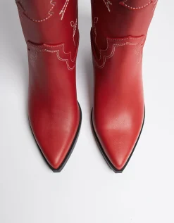 BERSHKA Botas cowboy tacón Rojo Shop