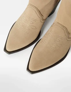 BERSHKA Botas cowboy tacón PIEL Arena Best Sale