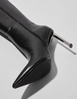 BERSHKA Botas grabadas tacón fino Negro Outlet