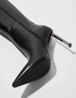 BERSHKA Botas grabadas tacón fino Negro Cheap