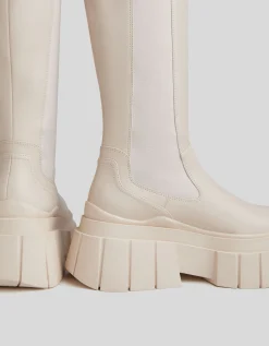 BERSHKA Botas plataforma elástico Crudo Discount