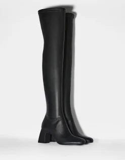 BERSHKA Botas XL tacón medio Negro Online
