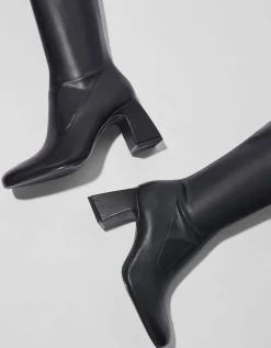 BERSHKA Botas XL tacón medio Negro Online