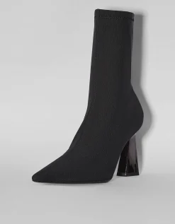 BERSHKA Botines ajustados tacón cromado Negro Online