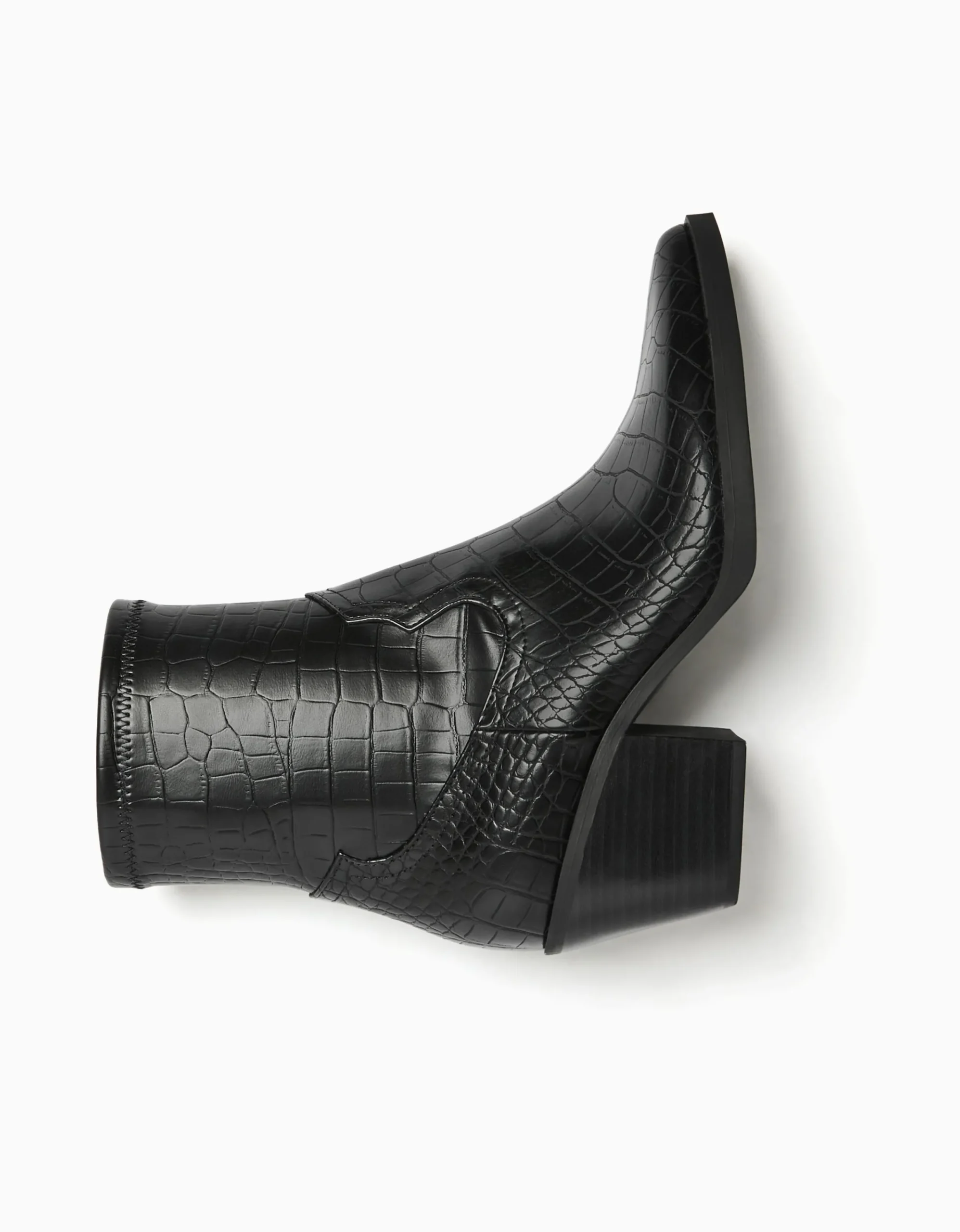BERSHKA Botines cowboy grabado animal Negro Sale