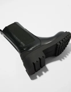 BERSHKA Botines planos con elásticos Negro Cheap