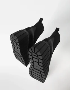 BERSHKA Botines plataforma XL con elásticos Negro Discount