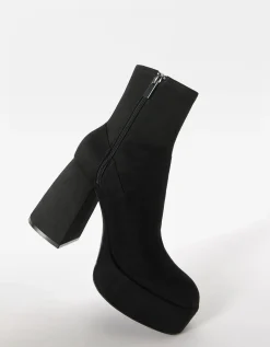 BERSHKA Botines tacón plataforma ajustados Negro Cheap