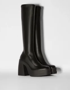 BERSHKA Botines tacón plataforma ajustados Negro Online