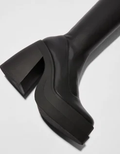 BERSHKA Botines tacón plataforma ajustados Negro Online