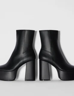 BERSHKA Botines tacón plataforma XL Negro Outlet