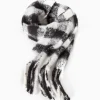 BERSHKA Bufanda cuadros Blanco / Negro Clearance