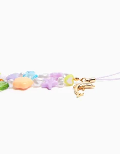 BERSHKA Cadena móvil efecto perlas Multicolor Cheap