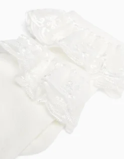 BERSHKA Calcetínes volantes Blanco Clearance
