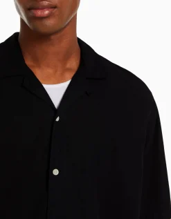 BERSHKA Camisa manga corta relaxed fit rústica Blanco Shop