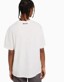 BERSHKA Camiseta manga corta boxy fit The Notorious B.I.G. Blanco Flash Sale