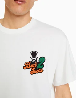 BERSHKA Camiseta manga corta boxy fit Blanco roto Best Sale