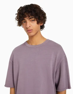 BERSHKA Camiseta manga corta efecto lavado Negro Online