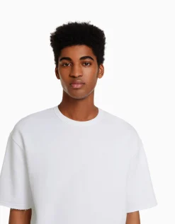 BERSHKA Camiseta manga corta efecto lavado Negro Discount