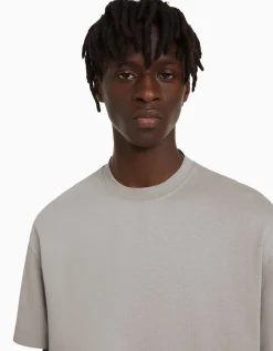 BERSHKA Camiseta manga corta interlock Gris Discount